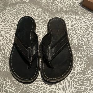 Cole Haan Mens Leather and Cotton Webbing Thong Flip-Flops Sandals Sz. 9